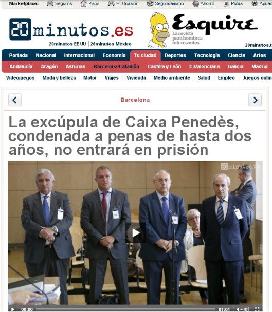 La excúpula de Caixa Penedés, condenada a penas de hasta dos años, no entrará en prisión - 20 Minutos